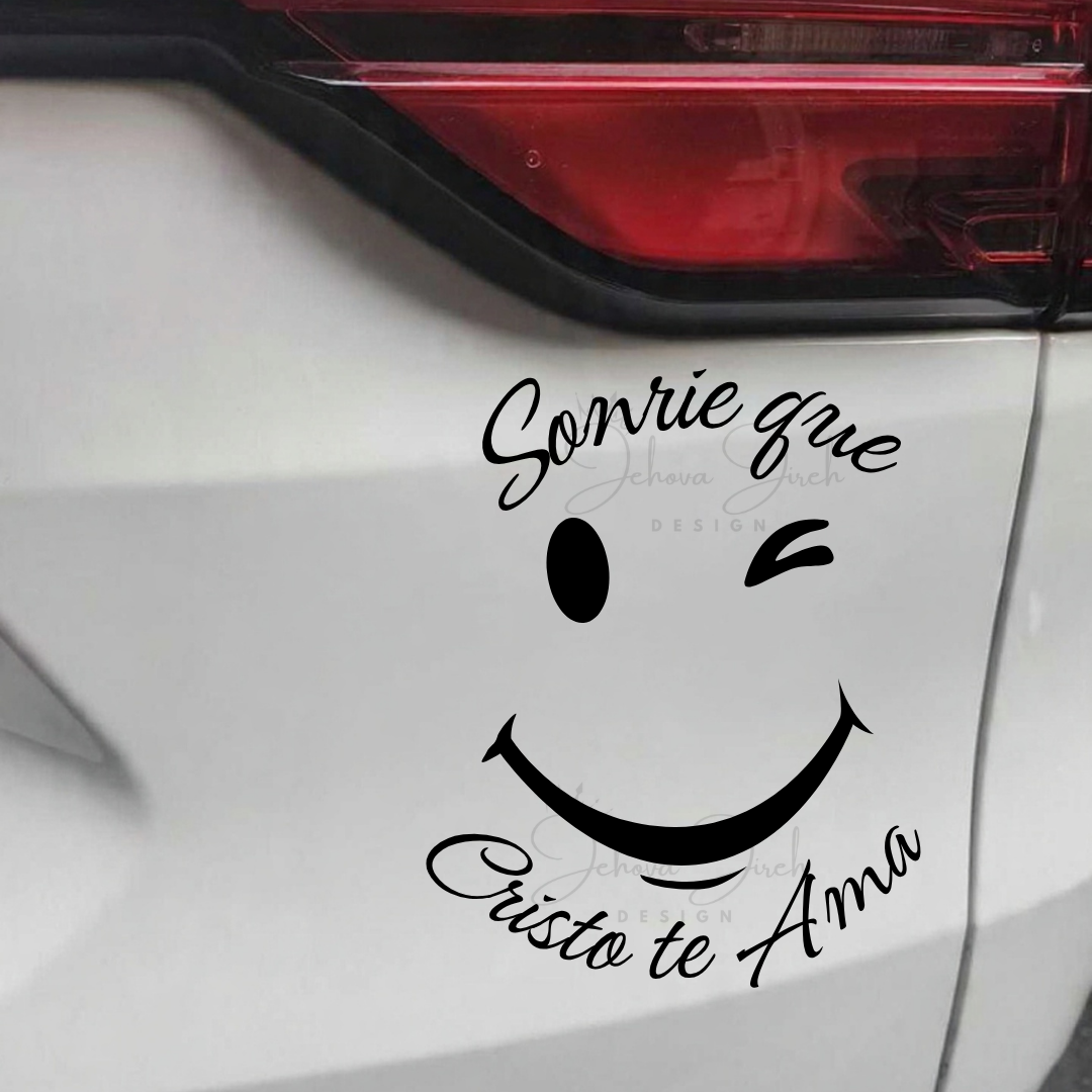 Sonríe Que Cristo Te Ama - Smile Face Christian Decal